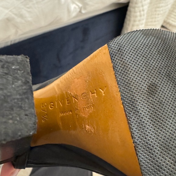 Givenchy Peep Toe Booties Boots 37.5 Black Leather - Picture 14 of 16